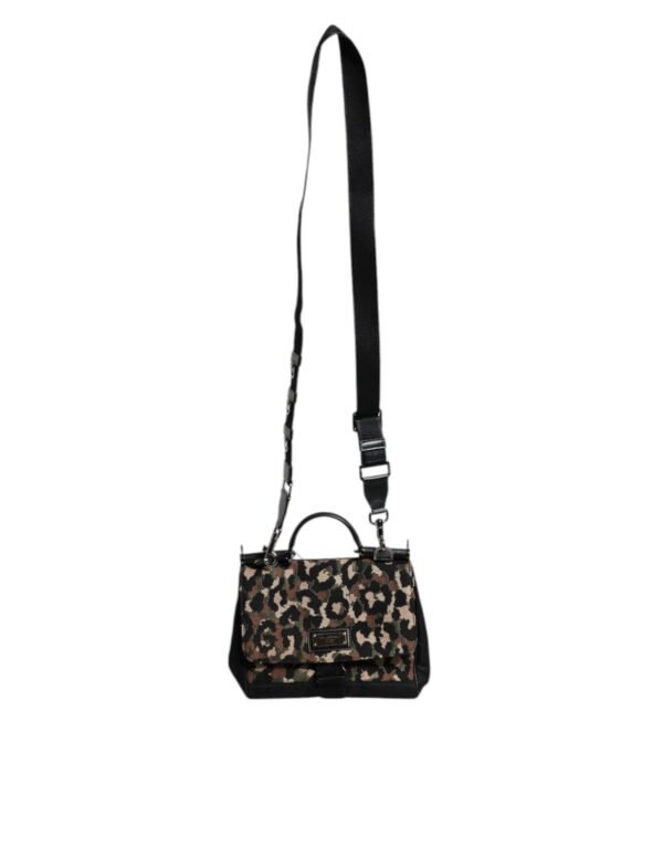 Dolce & Gabbana Brown Leopard Print Lacquard Nylon Sicily Tote Bag - Image 6