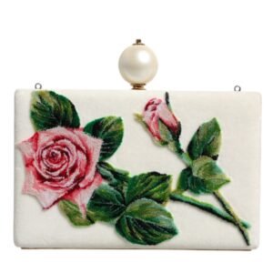 Dolce & Gabbana White Rose Floral Faux Pearl Microbag Crossbody Bag