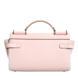 Dolce & Gabbana Light Pink Logo Plaque Soft Leather Strap Crossbody Bag