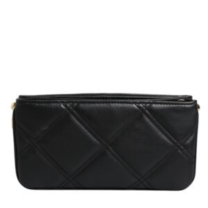 Dolce & Gabbana Black Leather Crystal Embellished Logo Shoulder Bag