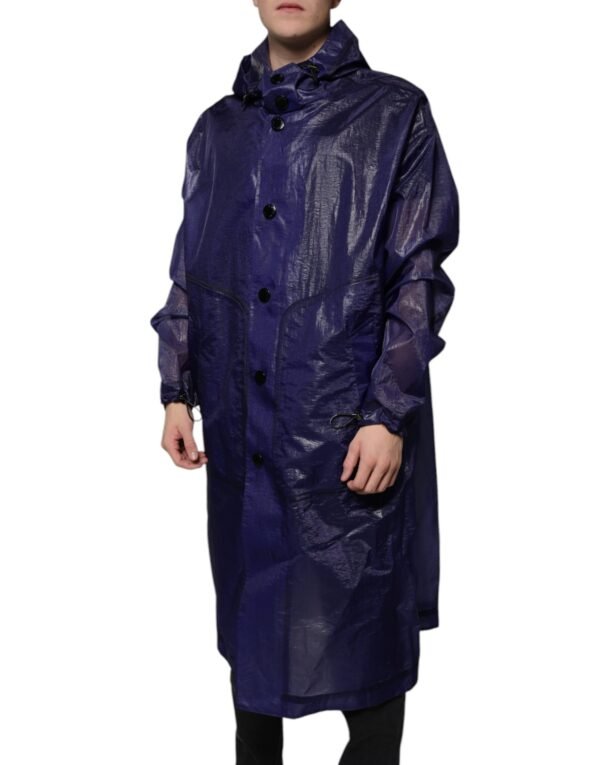 Dolce & Gabbana Dark Blue Cotton Hooded Men Raincoat Jacket - Image 3