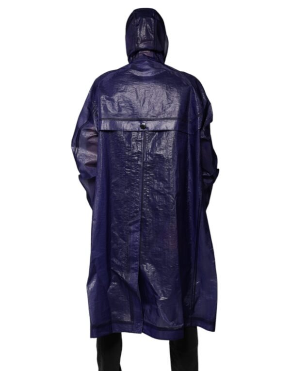 Dolce & Gabbana Dark Blue Cotton Hooded Men Raincoat Jacket - Image 4