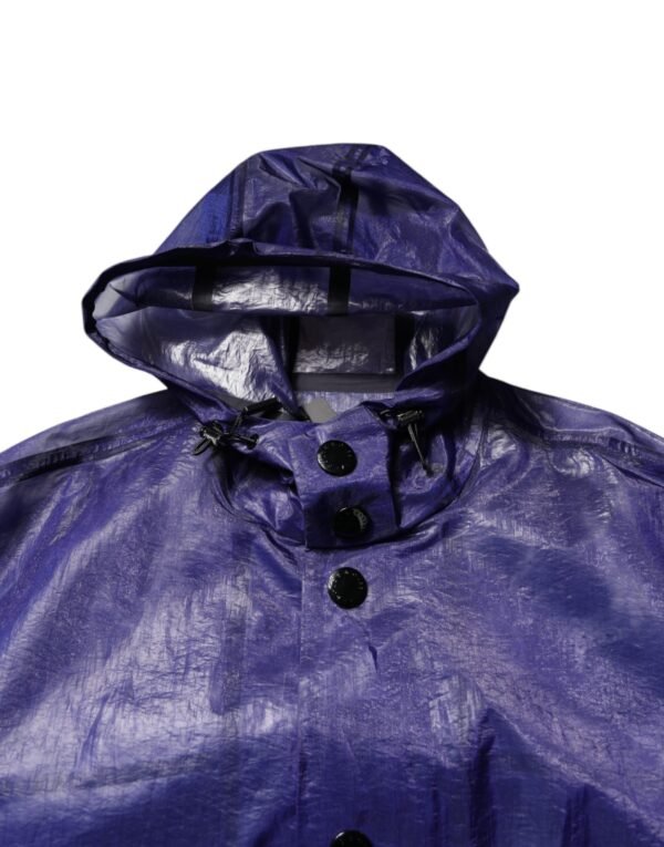 Dolce & Gabbana Dark Blue Cotton Hooded Men Raincoat Jacket - Image 7