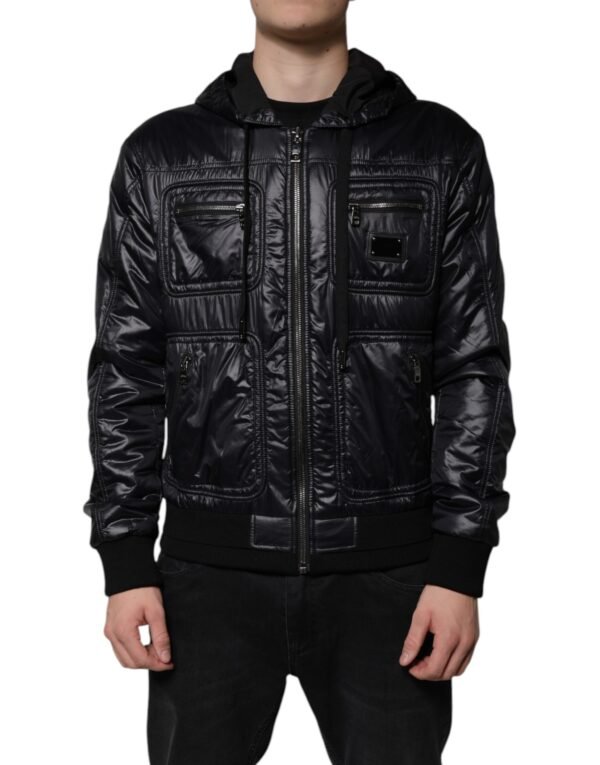 Dolce & Gabbana Black Nylon Hooded Full Zip Blouson Jacket - Image 2