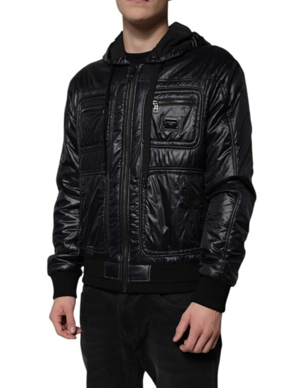 Dolce & Gabbana Black Nylon Hooded Full Zip Blouson Jacket - Image 3