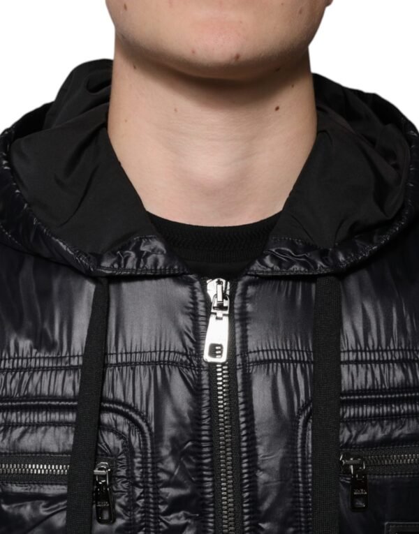 Dolce & Gabbana Black Nylon Hooded Full Zip Blouson Jacket - Image 5