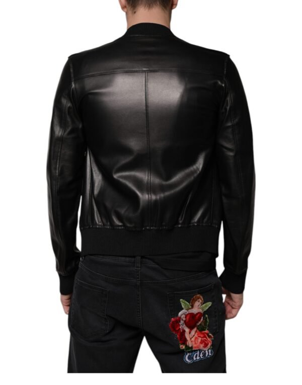 Dolce & Gabbana Black Lambskin Full Zip Biker Blouson Jacket - Image 4