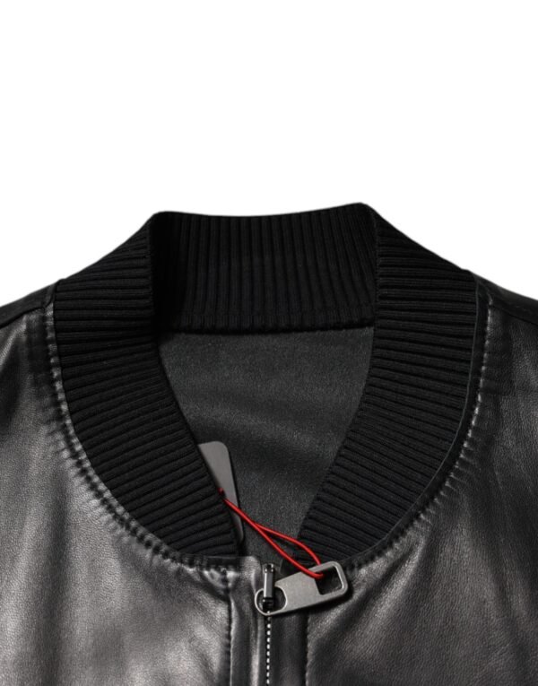 Dolce & Gabbana Black Lambskin Full Zip Biker Blouson Jacket - Image 6