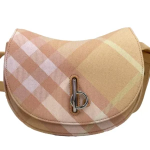 Burberry Mini Check Rocking Horse Crossbody Bag Purse Peach