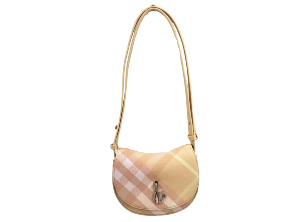 Burberry Mini Check Rocking Horse Crossbody Bag Purse Peach - Image 2