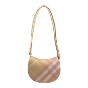 Burberry Mini Check Rocking Horse Crossbody Bag Purse Peach