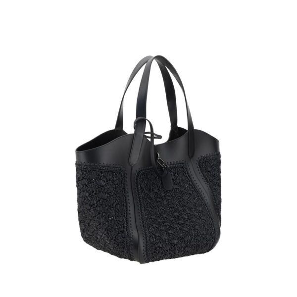 Giorgio Armani Leather and Raffia Shoulder Bag - Image 2