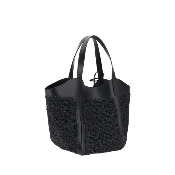 Giorgio Armani Leather and Raffia Shoulder Bag - Image 3