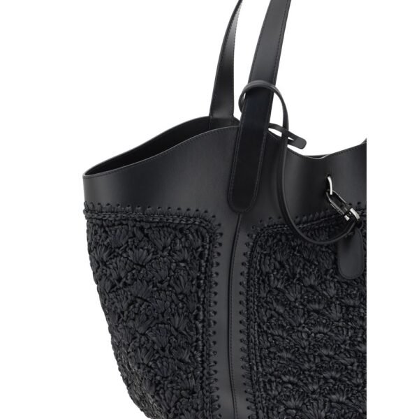 Giorgio Armani Leather and Raffia Shoulder Bag - Image 4