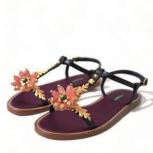 Dolce & Gabbana Elegant Crystal-Adorned Flat Sandals