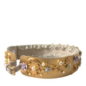 Dolce & Gabbana Elegant Gold-Tone Faux Pearl Floral Belt