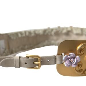 Dolce & Gabbana Elegant Gold-Tone Faux Pearl Floral Belt