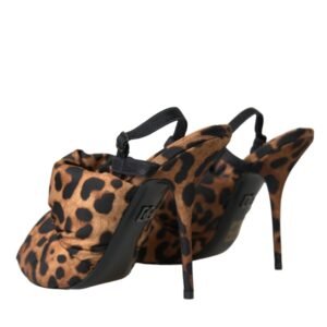 Dolce & Gabbana Brown Leopard Slingback Heels Sandals Shoes