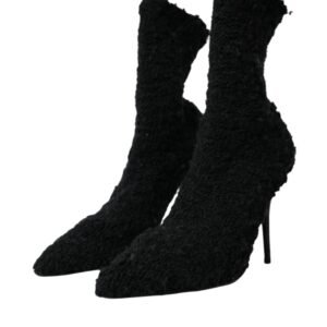 Dolce & Gabbana Black Stiletto Heels Mid Calf Boots Shoes