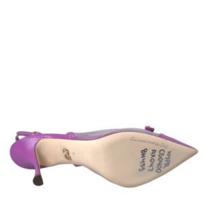 Dolce & Gabbana Purple Leather Mesh High Heels Slingback Shoes