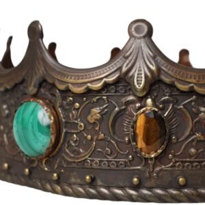 Dolce & Gabbana Bronze Brass Multicolor Crystal Crown Tiara Hat
