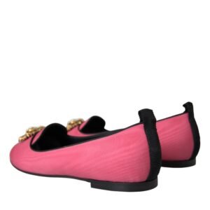 Dolce & Gabbana Pink Velvet Slip On Loafers Flats Shoes