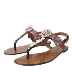 Dolce & Gabbana Multicolor Crystal Sandals Flip Flops Shoes