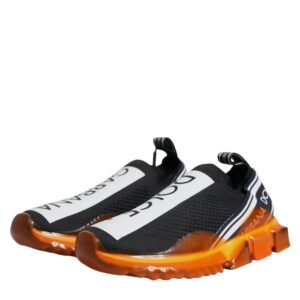 Dolce & Gabbana Black Orange Sorrento Slip On Sneakers Shoes